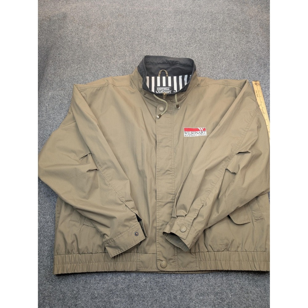 Vintage Hartwell‎ ViaSport Jacket Mens 2XL Beige Wilsonart Logo Windbreaker